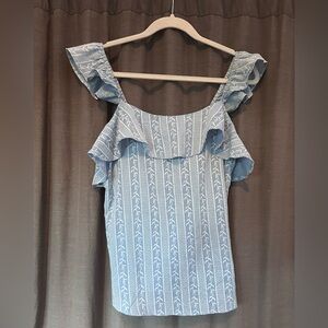 Sweet Wanderer Blue Tank with embroidered design